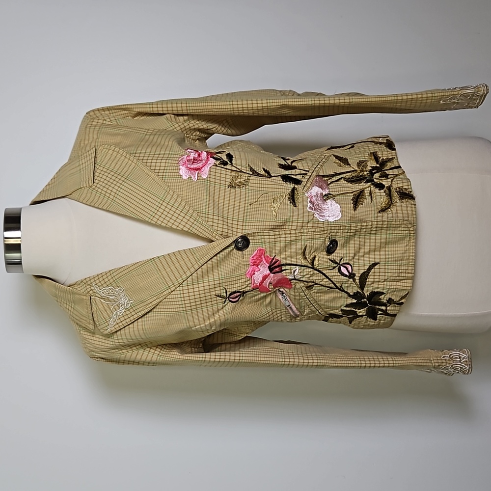 Paparazzi By Biz Embroidered Blazer Long Sleeve Floral Boho Chic Cottagecore
